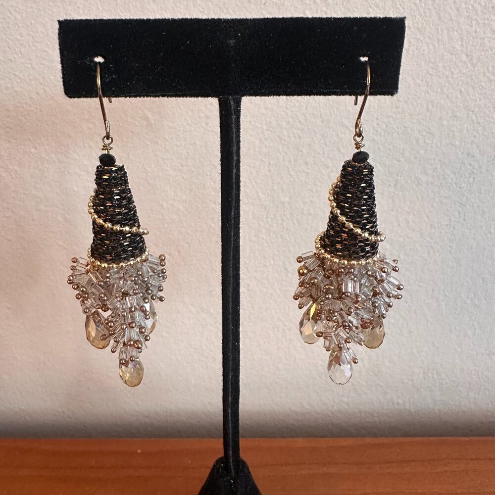 Crystal and beaded earrings. For pierced ears.